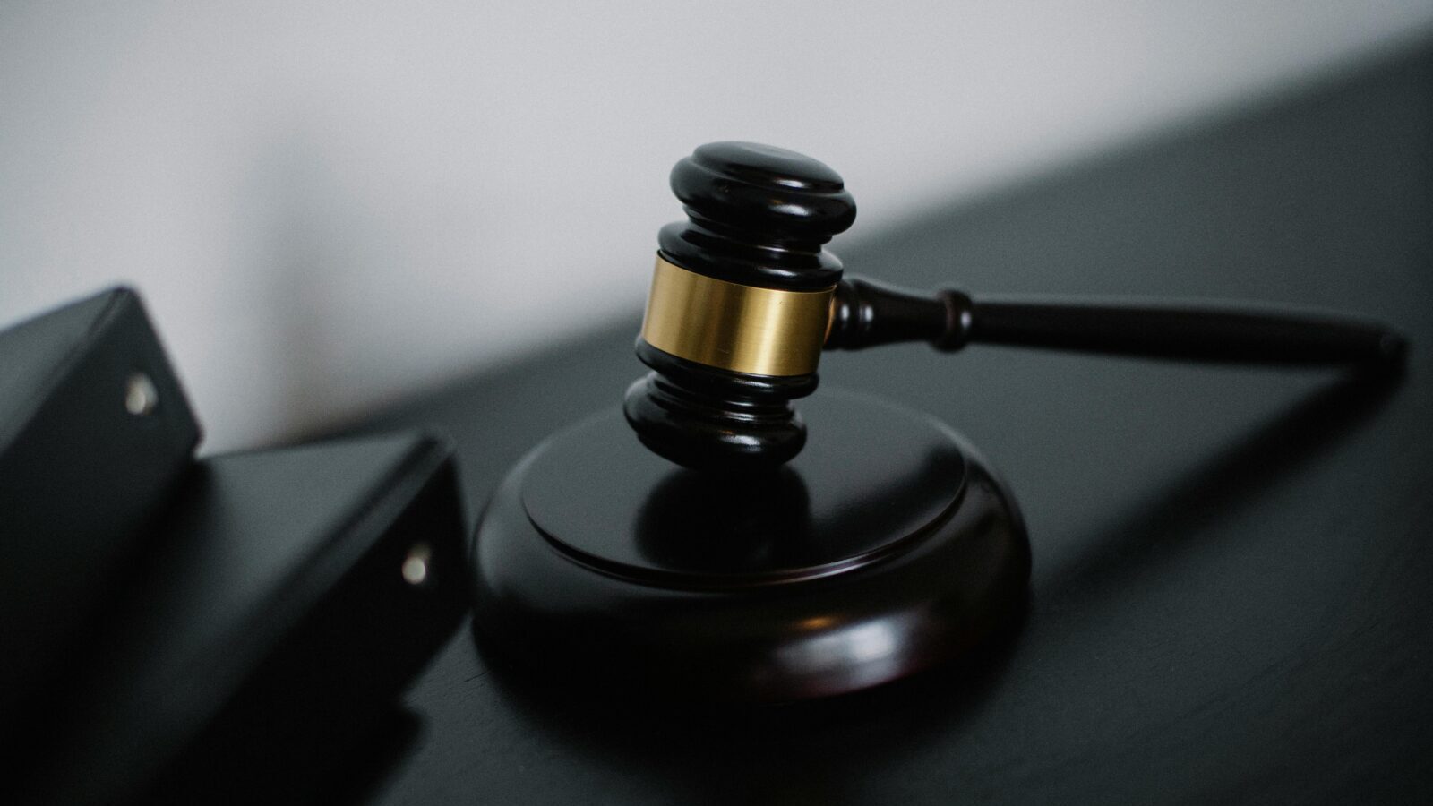 A gavel is sitting on a table