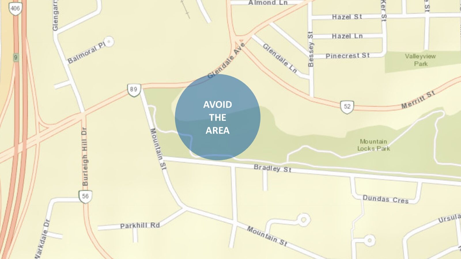 area map closed for fire in st catharines