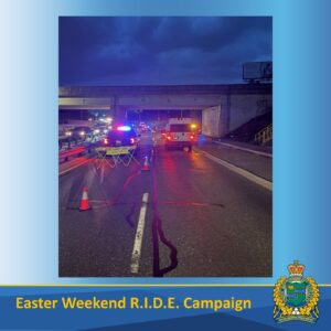 Niagara Police RIDE stop on the highway at night on Easter Weekend